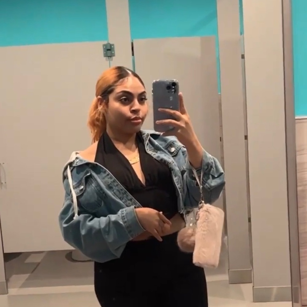 Satin Black back out Croptop top (tie at the back)<3